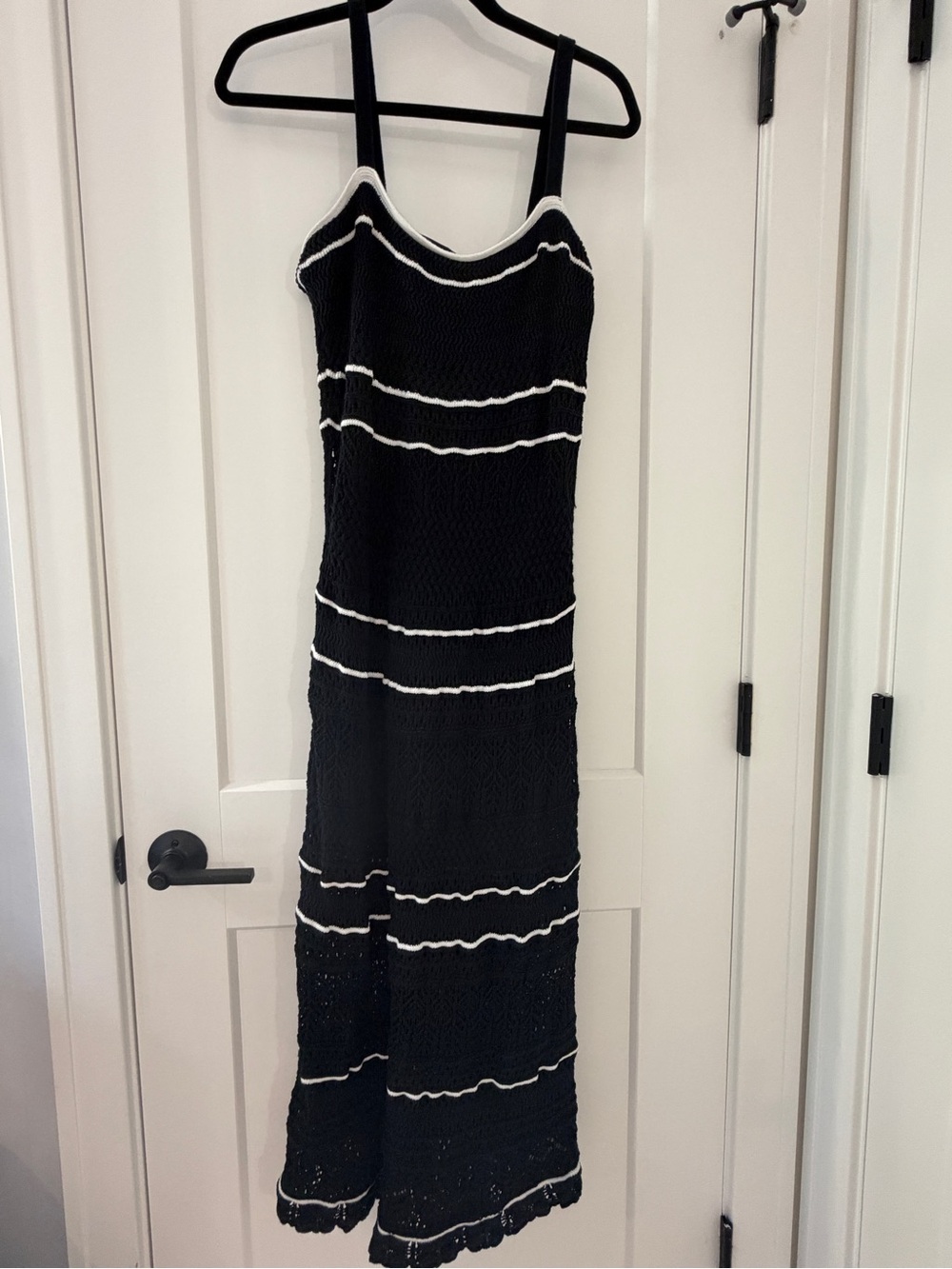 Abercrombie & Fitch crochet Black Maxi Dress with White Trim